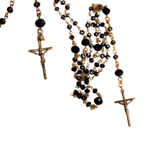 Deep Purple Crystal Beaded Holy Catholic Rosary - Picture 3 of 4